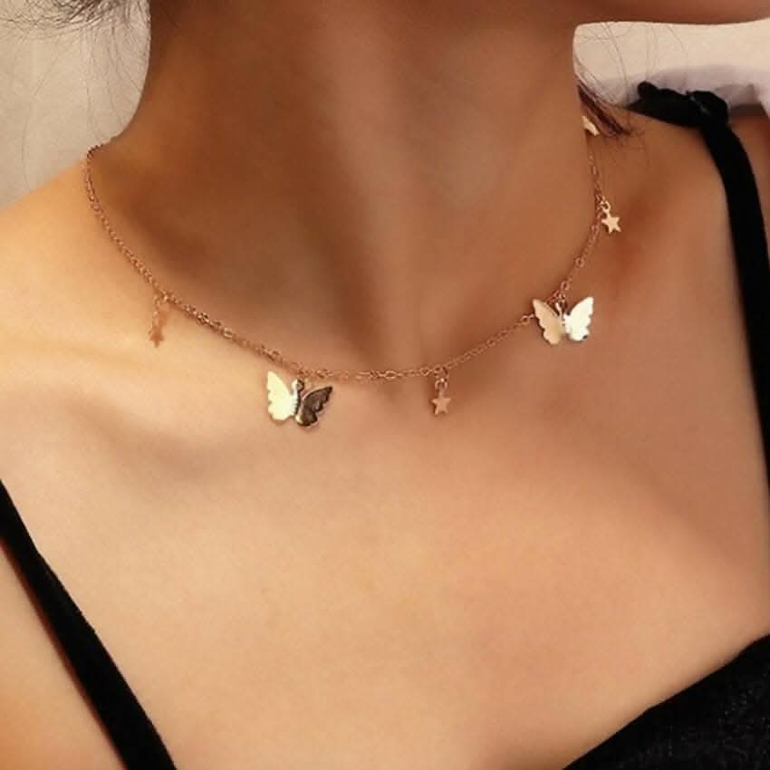 Multiple Butterfly Star Necklace Jewellery for Women Pendant Necklace for Women & Girls MK Collections