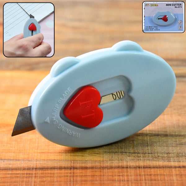 Mini Utility Cutter Knife With Heart-shaped Safety Lock (1 Pc)