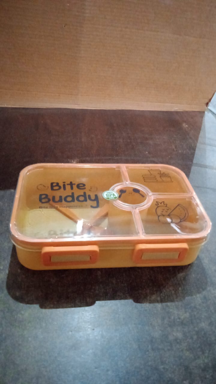 Bite Buddy 4-compartment Leak-resistant Plastic Lunch Box With Spoon Fork HP DD