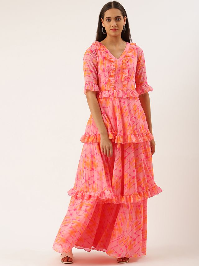 Bollywood Vogue Ready To Wear Multicolored Digital Print Georgette Gown
