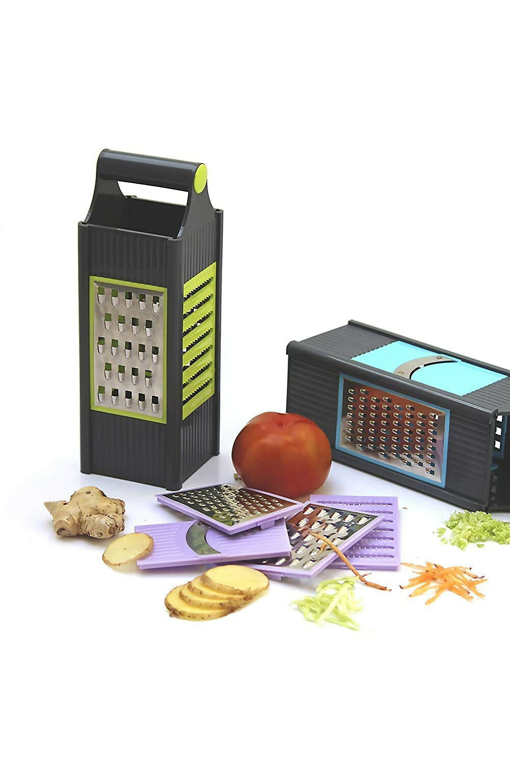 Bright 4-in-1 Slicer & Grater – Multi-Purpose Vegetable Cutter with Stainless Steel Blades & Easy Grip Handle