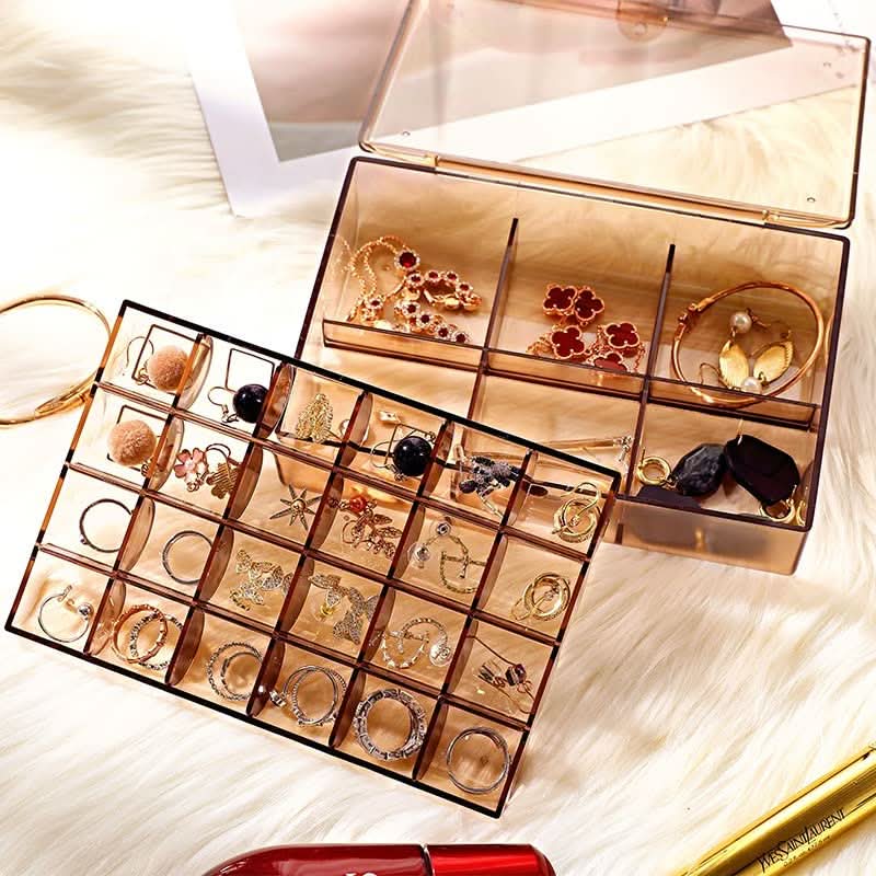 Acrylic 2-Layer Jewelry Organizer Box – 30 Compartments, Dustproof & Portable HP DD