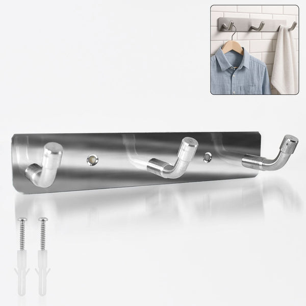 Stainless Steel Wall Mounted 3-Hook Rack – Durable Organizer for Kitchen, Bathroom & Entryway