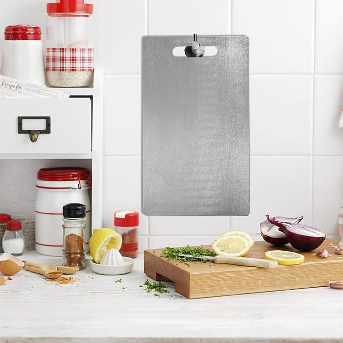 Supermom Medium Stello Stainless Steel Chopping Board – 1.5mm Thick Durable Cutting Board for Vegetables, Fruits, Meat & Kitchen Use (228 x 330 mm)