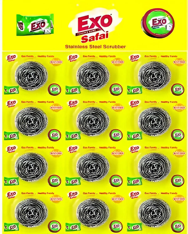 Exo Safai Steel Scrubber Scrub Pad Stainless Steel Scrub (Small, Pack of 12)