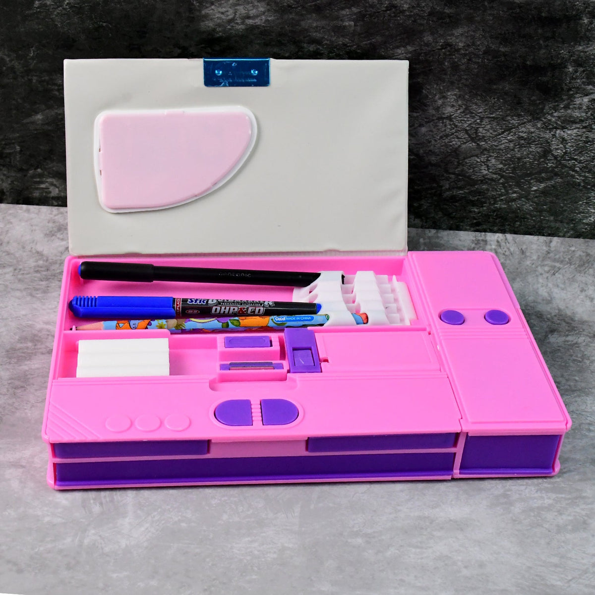 Multi-functional Space Theme Pencil Box With Built-in Calculator (1 Pc) HP DD