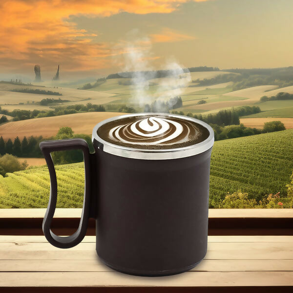 Stainless Steel Coffee Mug with Lid and Handle Plastic Cover 200ml (Random Color) ABHI Mobiles