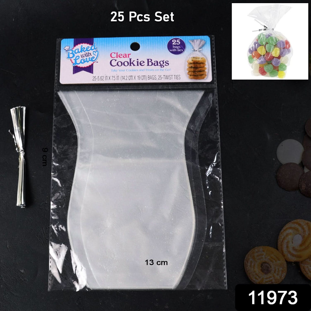 Clear Cookie Bags Gift Bag Clear Flat Treat Bags (25 Pcs Set) HP DD