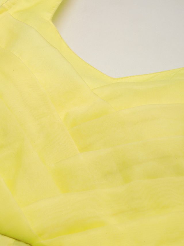 Bollywood Vogue Ready To Wear Yellow Organza Embroidered Gown