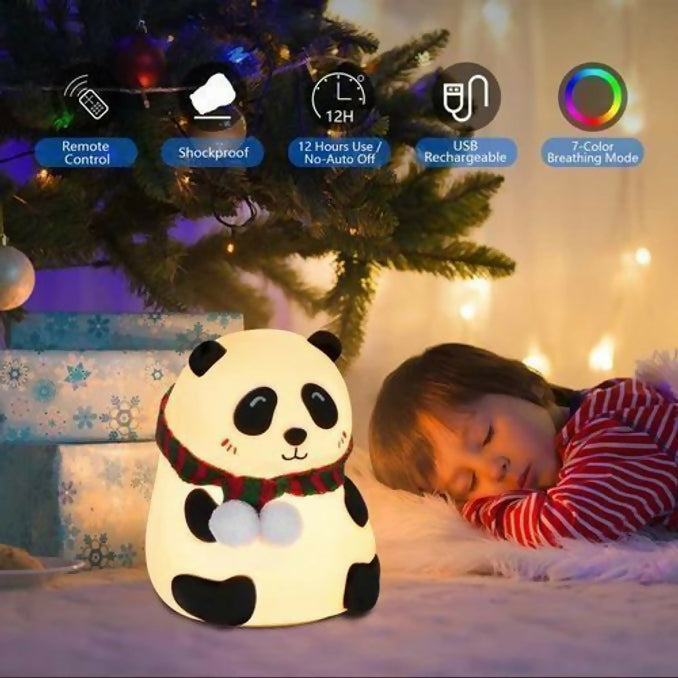 Cute Panda LED Night Lamp – Soft Silicone Touch Bedside Light for Kids Room