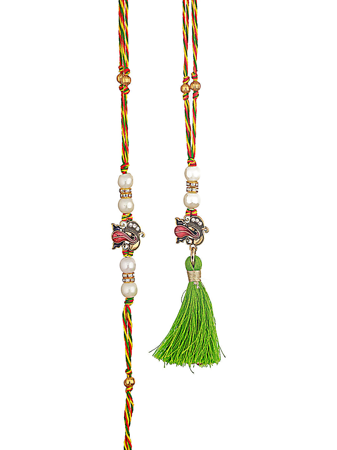 Jazz And Sizzle Set Of 2 Ganesh Bhaiya Bhabhi Tasseled Rakhi With Roli & Chawal