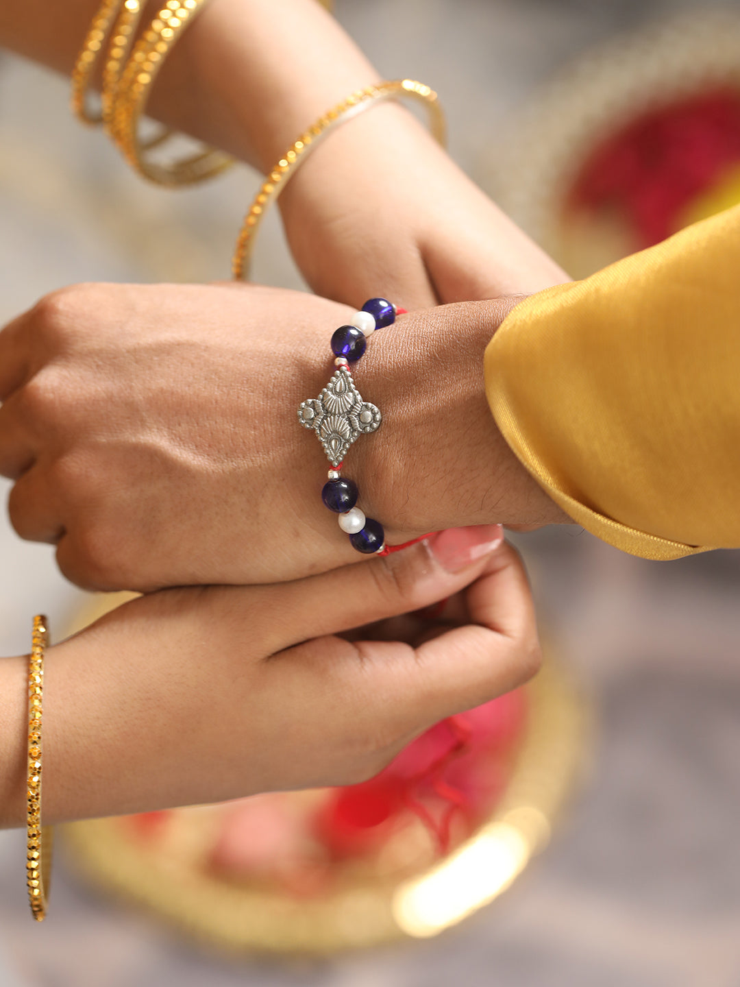 Jazz And Sizzle Set Of 2 Pearl Beaded Bhaiya Bhabhi Tasseled Rakhi
