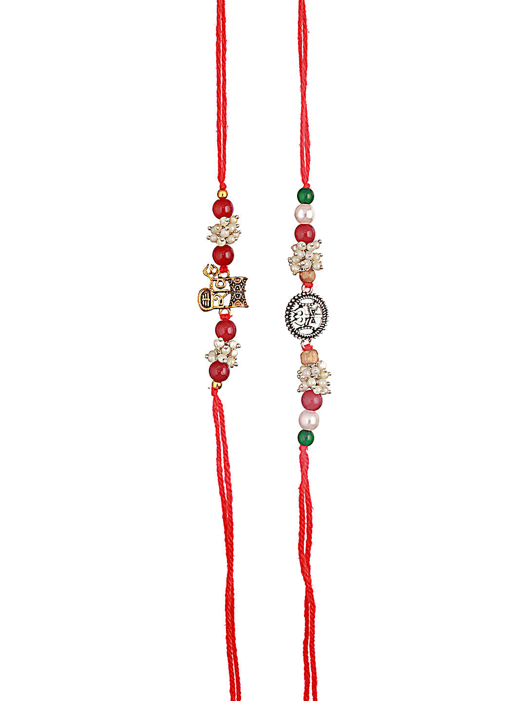 Jazz And Sizzle Set Of 2 Trishul & Shiva Dumroo Mogra Beaded Rakhi
