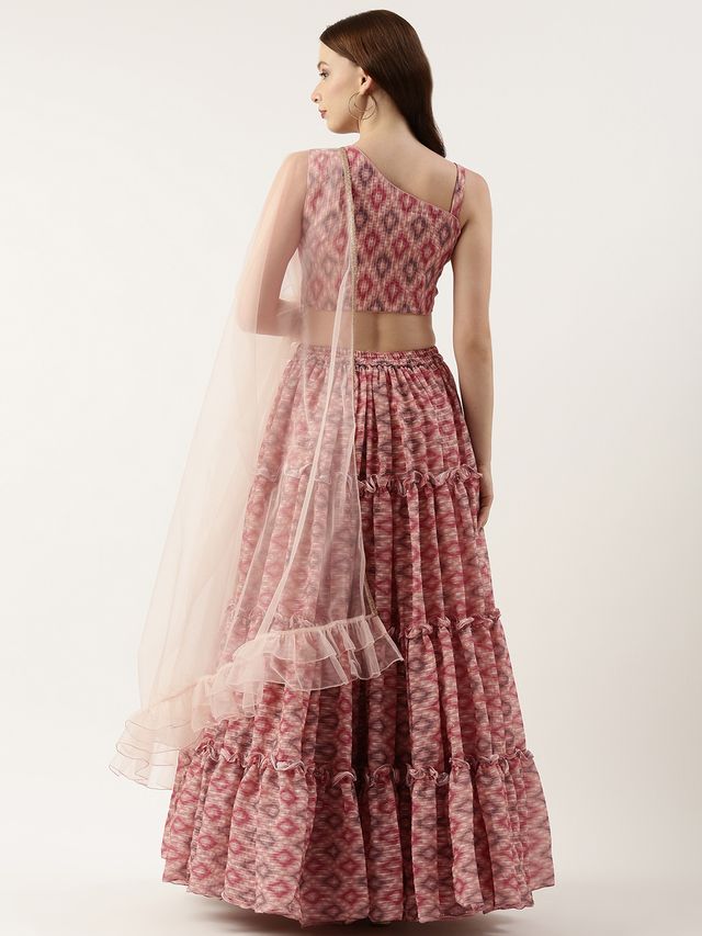 Bollywood Vogue Ready To Wear Multicolored Georgette Digital Printed Lehenga