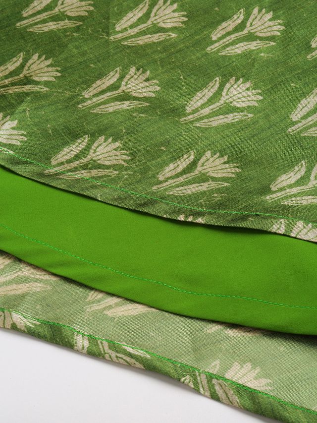 Bollywood Vogue Ready To Wear Green Art Silk Digital Printed Dress