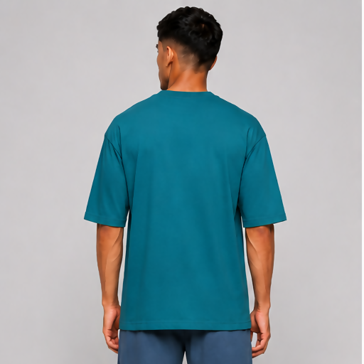 HUSTLE Men's Crew Neck Oversized Tees - Teal Green