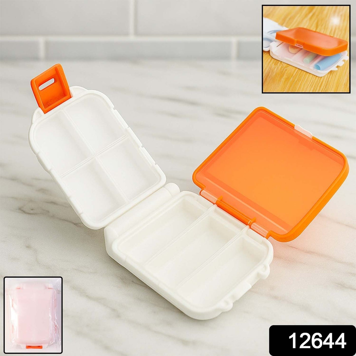 Portable Orange Dual-sided Pill Organizer Box (1 Pc) HP DD