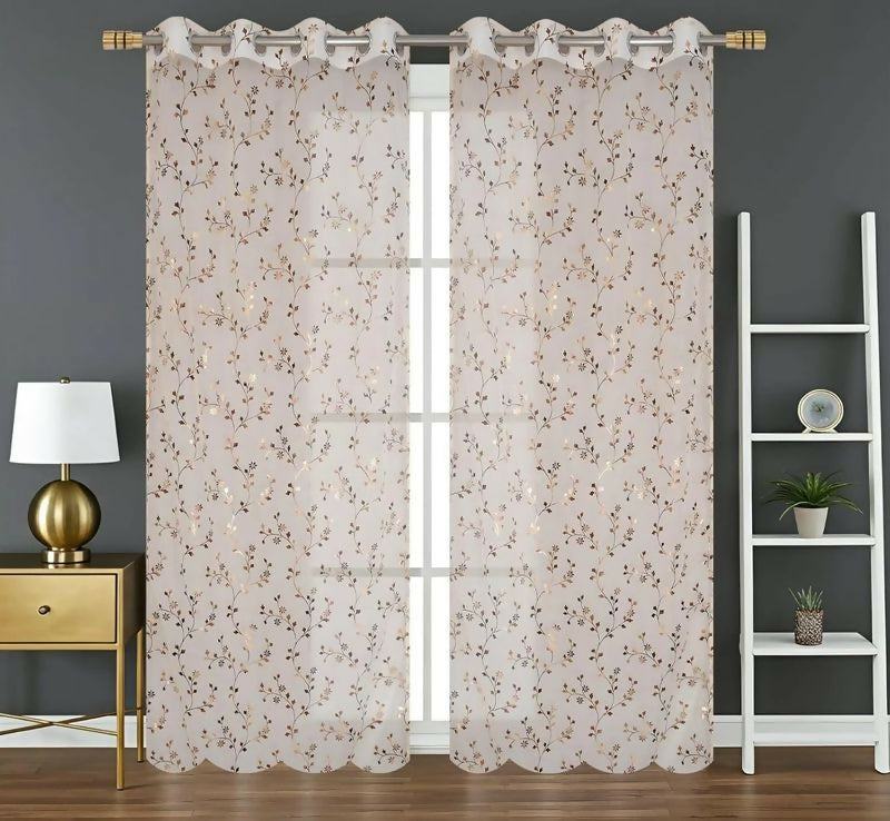 Shree Decor Sheer Transparent Net Curtain – Design 3 (700 Series) | 9FT | Lightweight Decorative for Door, Window & Pooja Room