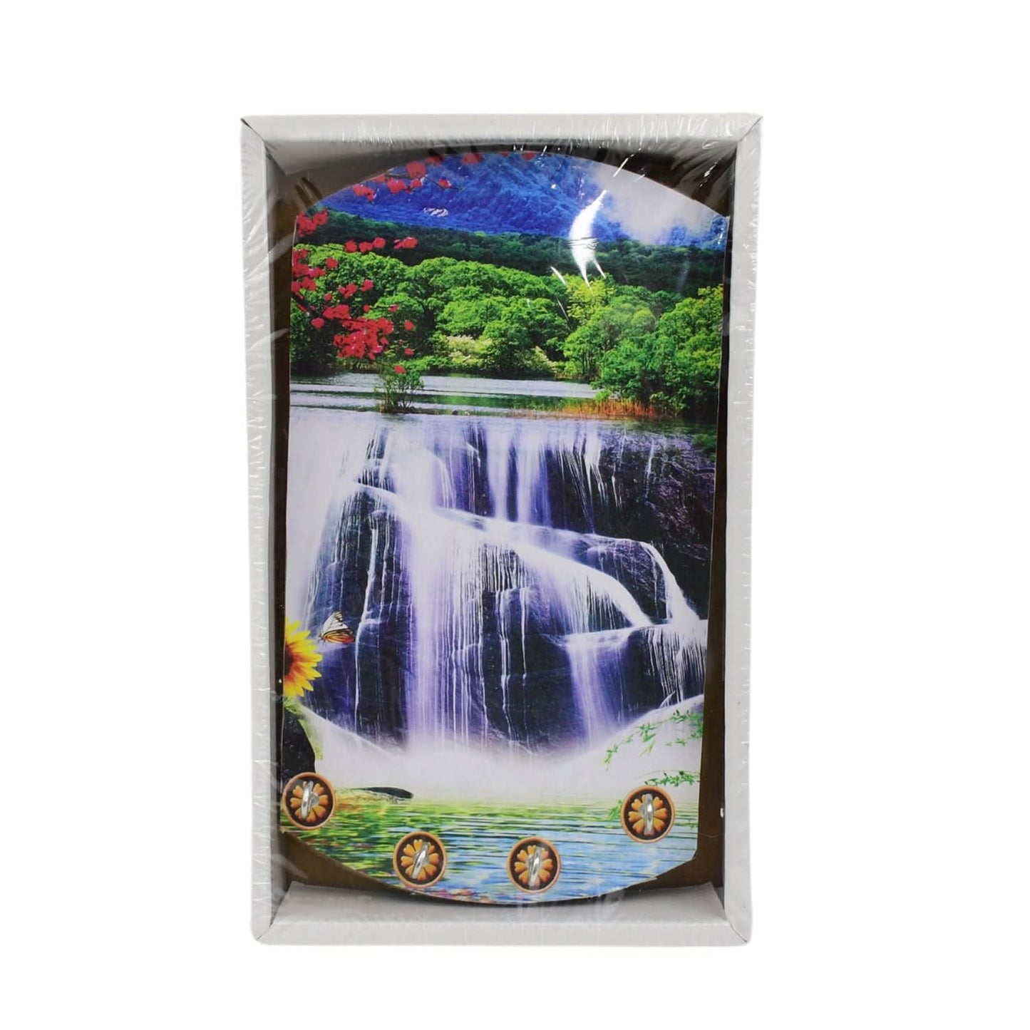 Wooden Wall Hanging with Hooks Vertical Scenery Decor