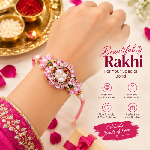 Designer Bhaiya Bhabhi Lumba Rakhi Combo Pack – Multi-Color Handcrafted (Set of 2)