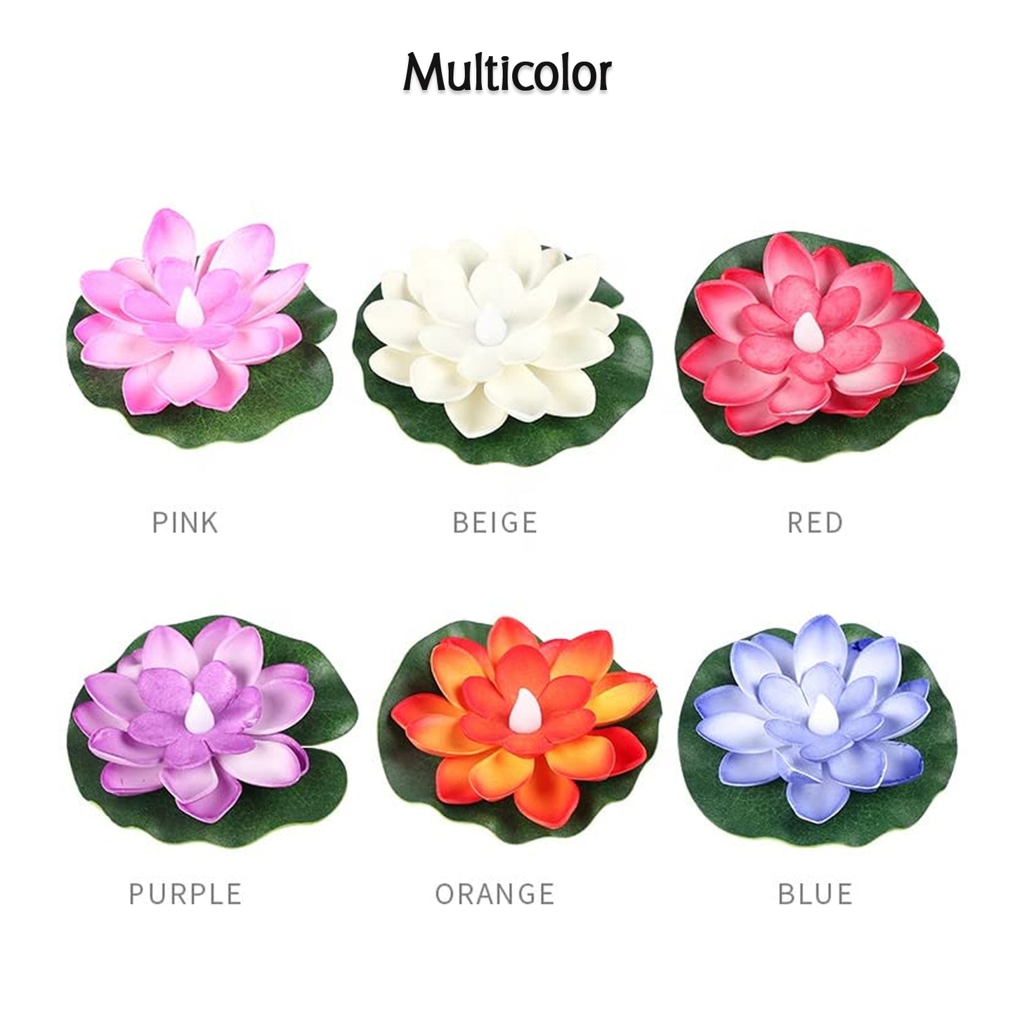 Water Floating Smokeless Candles Lotus Flowers Sensor Led Tealight For Outdoor And Indoor Decoration - Pack Of 6 Candle Candle (Pack Of 6)