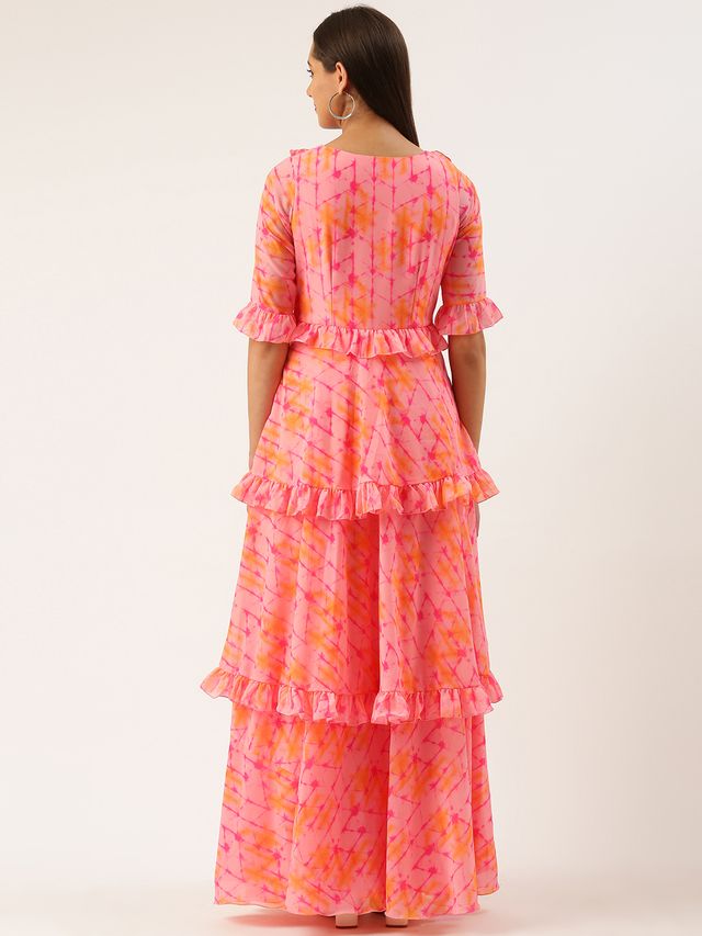 Bollywood Vogue Ready To Wear Multicolored Digital Print Georgette Gown