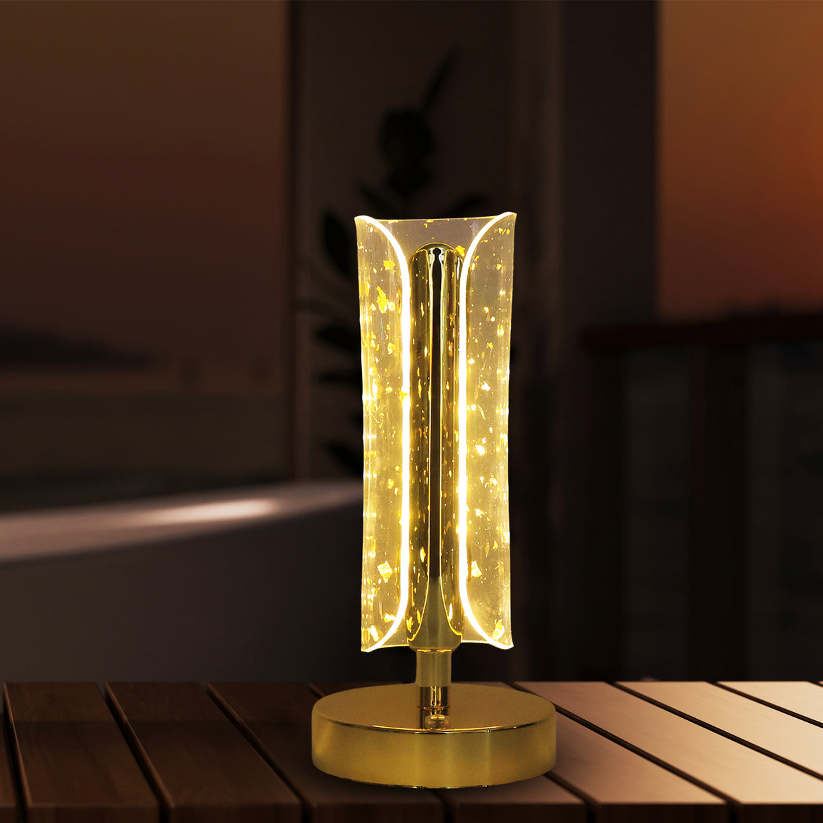 Crystal Table Lamp – Elegant Sparkle Design Golden Base LED Bedside Decorative Lamp for Bedroom, Living Room & Home Décor