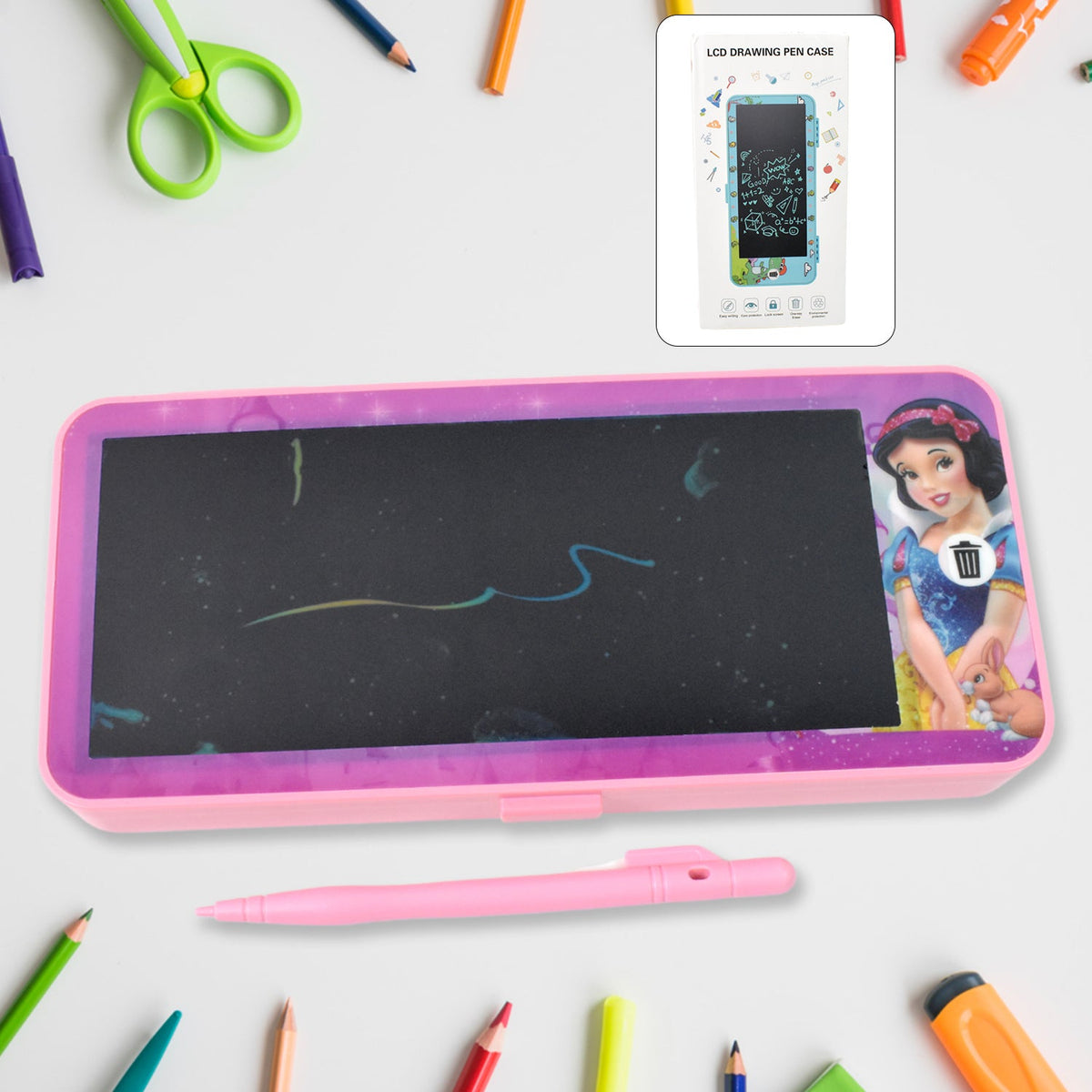 Led Drawing Pen Case with Kids Electronic Magic Slate Drawing Doodle Rough Digital Pad with Pen Graphic Tab Smart Notepa (1 Pc) HP DD