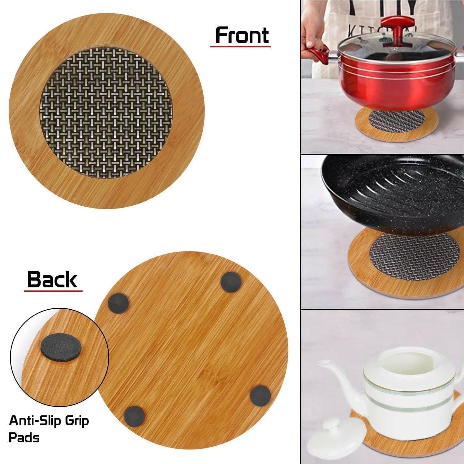 Big Size Wooden Round Shape Pot Heat Pad - HalfPe