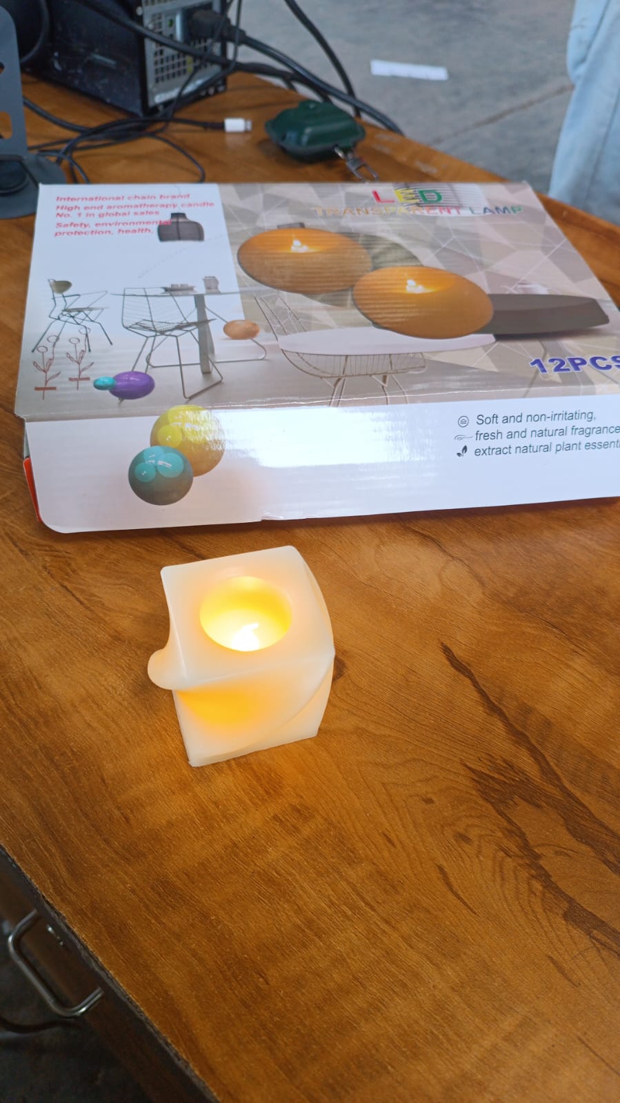 Set Of 12 Led Flameless Decorative Candles Square Shape Tealight Lamps