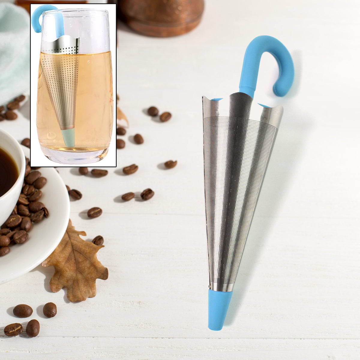 Reusable Cute Umbrella Tea Strainer Without Tray Stand (1 Pc Mix Color)