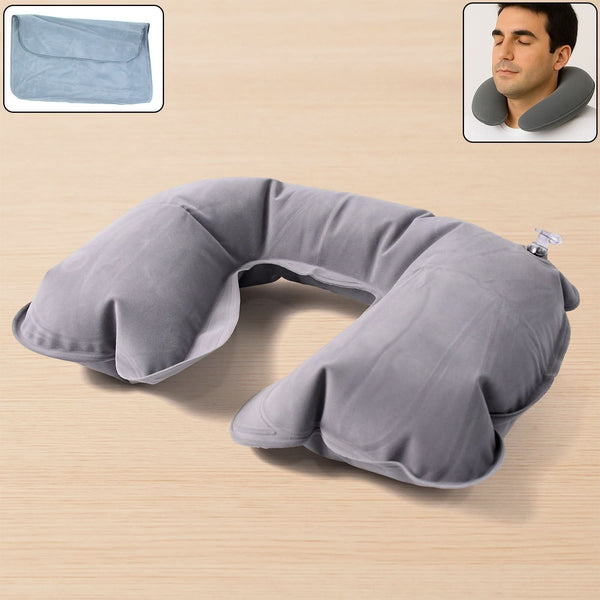 Inflatable U-Shape Travel Pillow – Foldable Neck Cushion for Trips