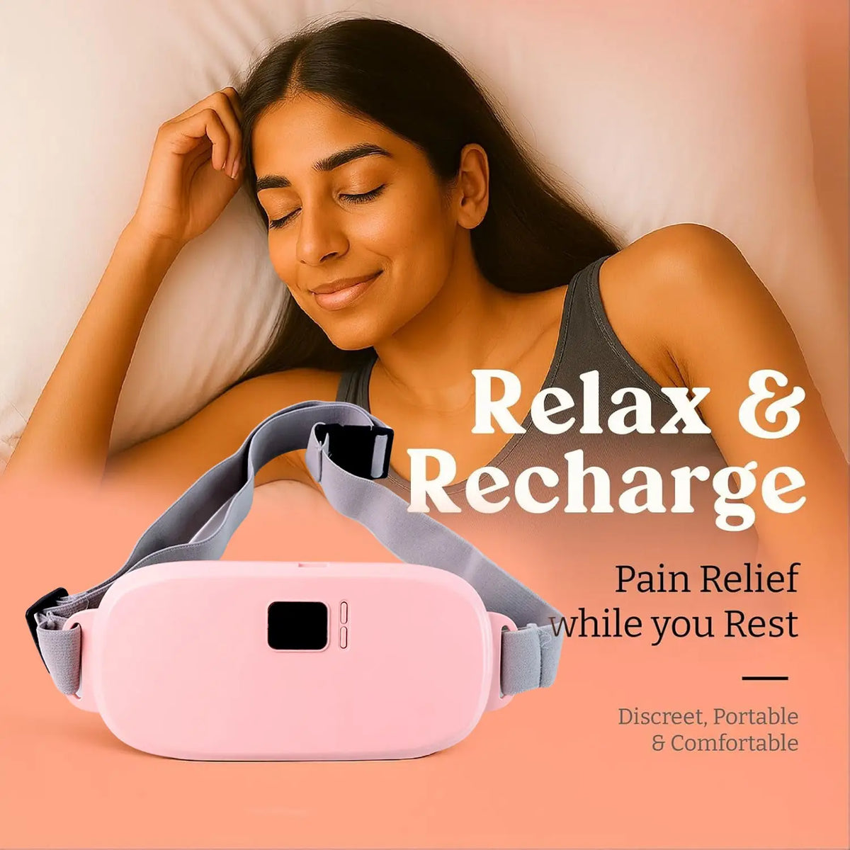 Rechargeable Smart Warm Palace Belt With Heating and vibrating Relieve Period Cramp Pain Menstrual Waist Belt for Cramp Period Care (1 Pc) HP DD