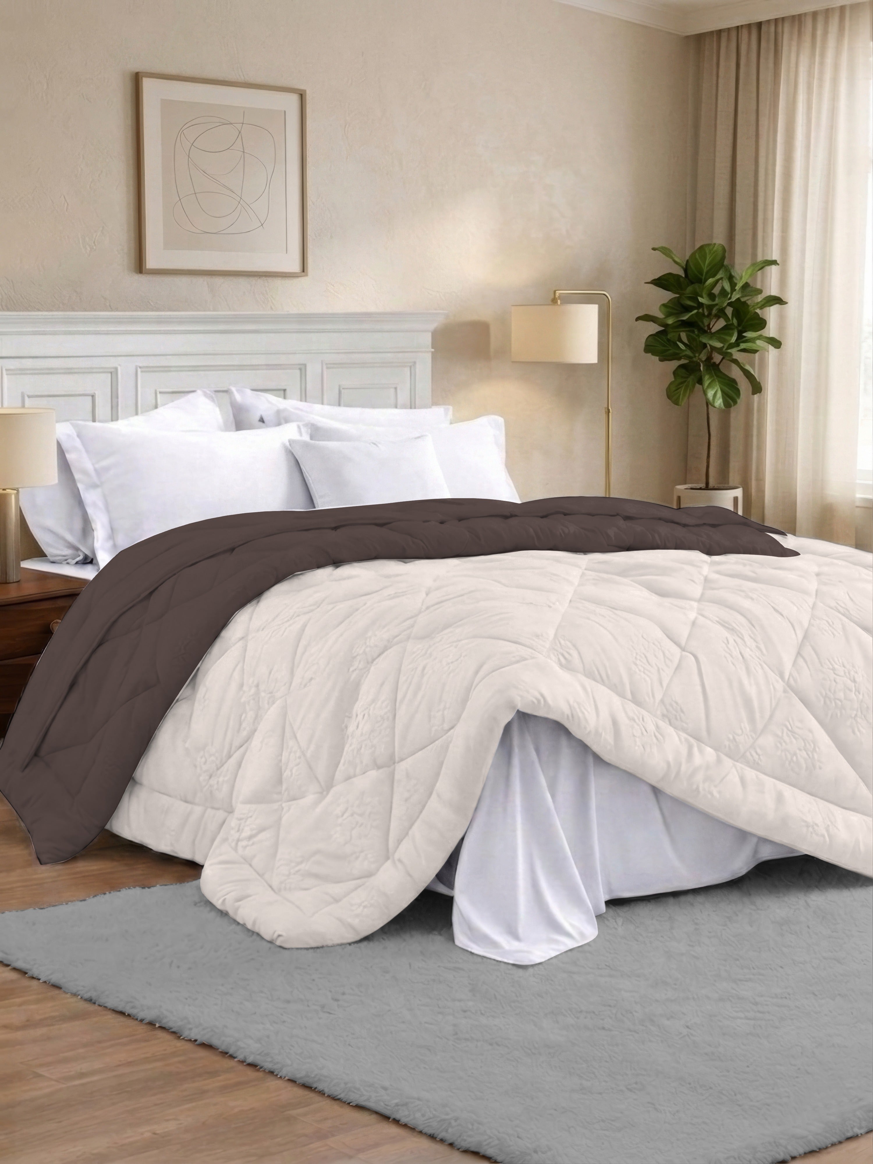 Quirky Home Nest Collection 220 GSM Double Bed Solid Reversible Comforter
