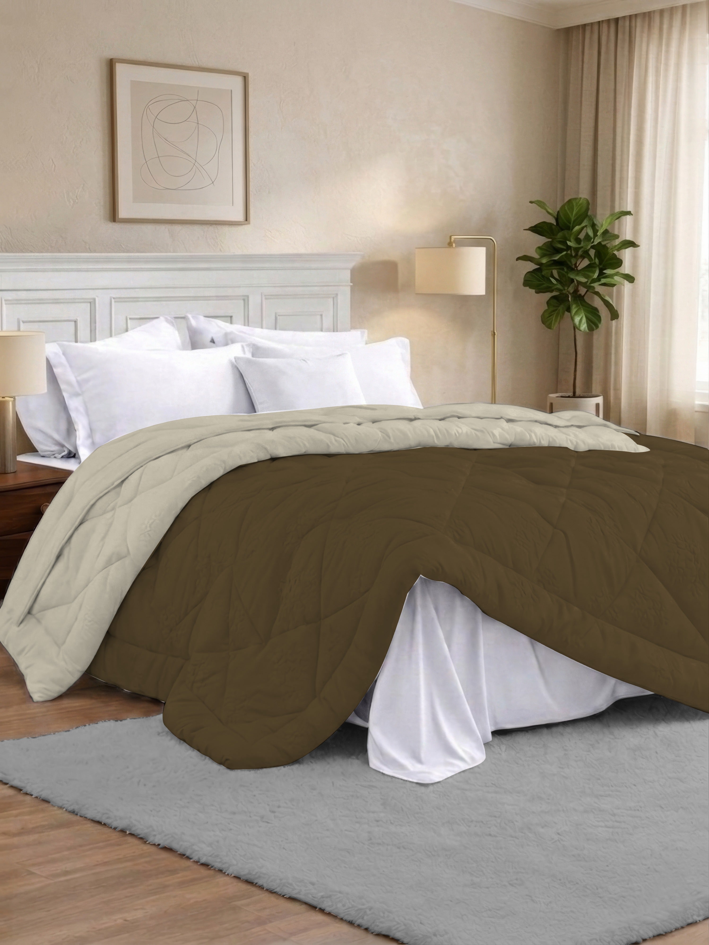Quirky Home Nest Collection 220 GSM Double Bed Solid Reversible Comforter