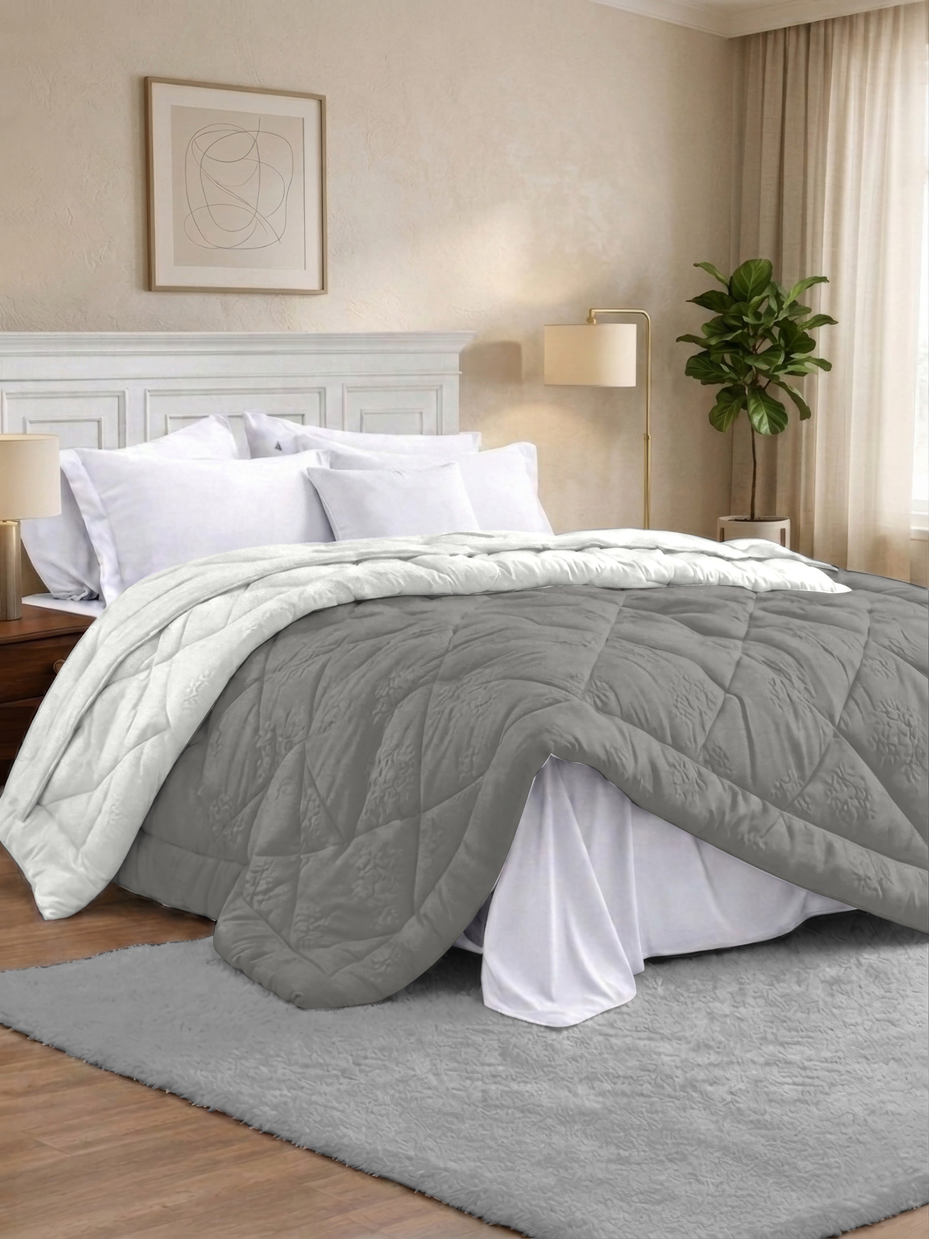 Quirky Home Nest Collection 220 GSM Double Bed Solid Reversible Comforter