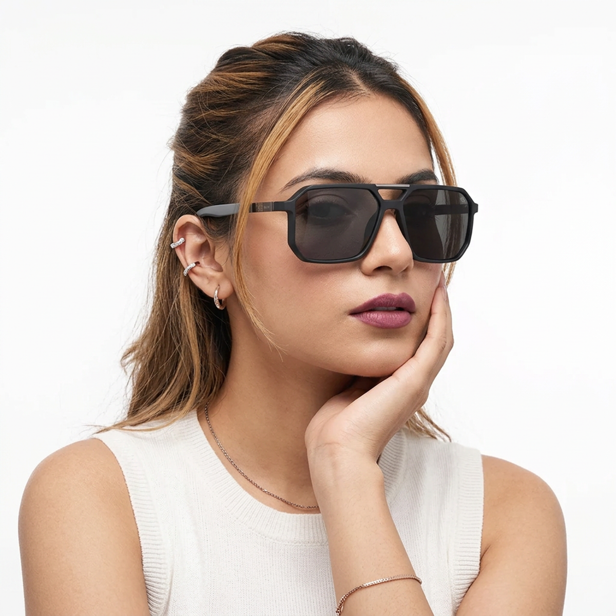 Eyejack Black Wayfarer Sunglasses for Men and Women - Style 1112 - worn by a male model (image 3)