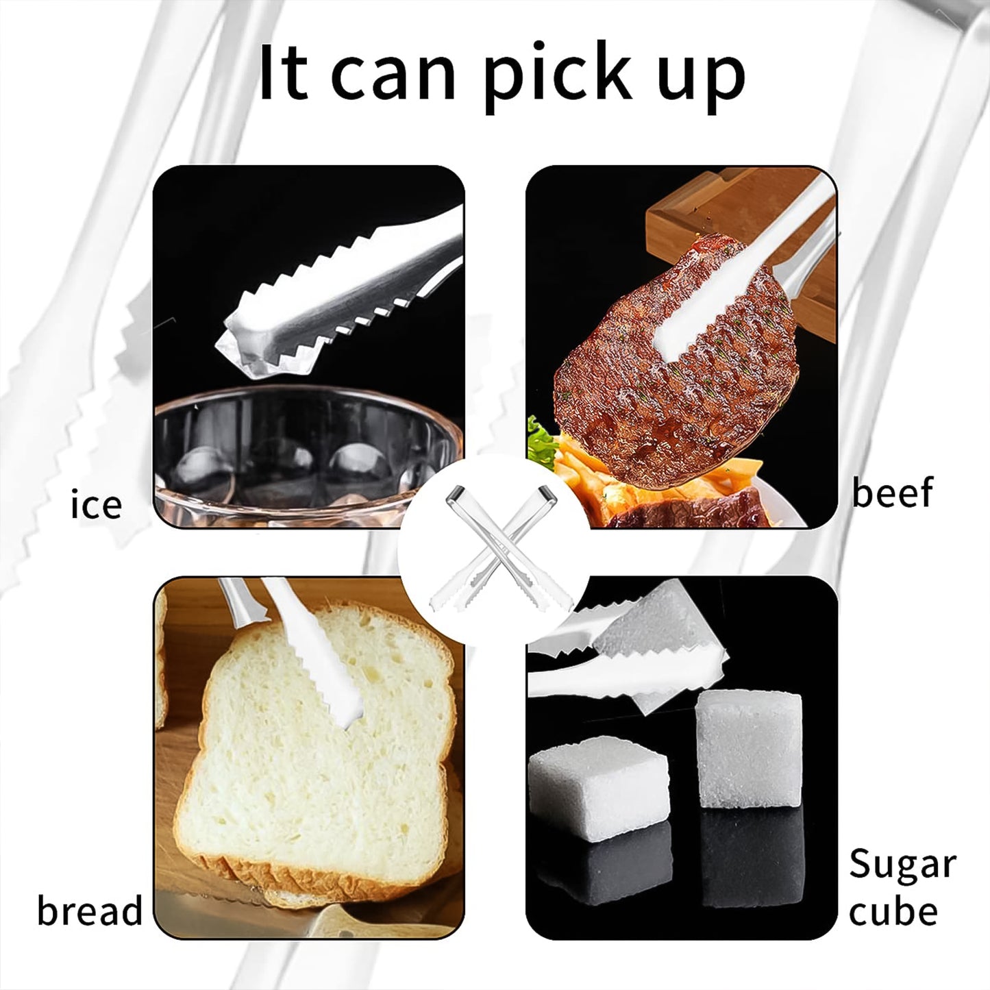 Stainless Steel Tong For Lifting Ice Cubes Sugar Cubes Serving Tongs (13 Cm 1 Pc)
