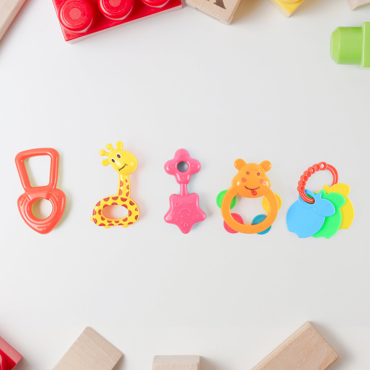 5 Pcs Set Baby Rattle Toys – Safe, Colorful, Lightweight Sound Toys for Infants