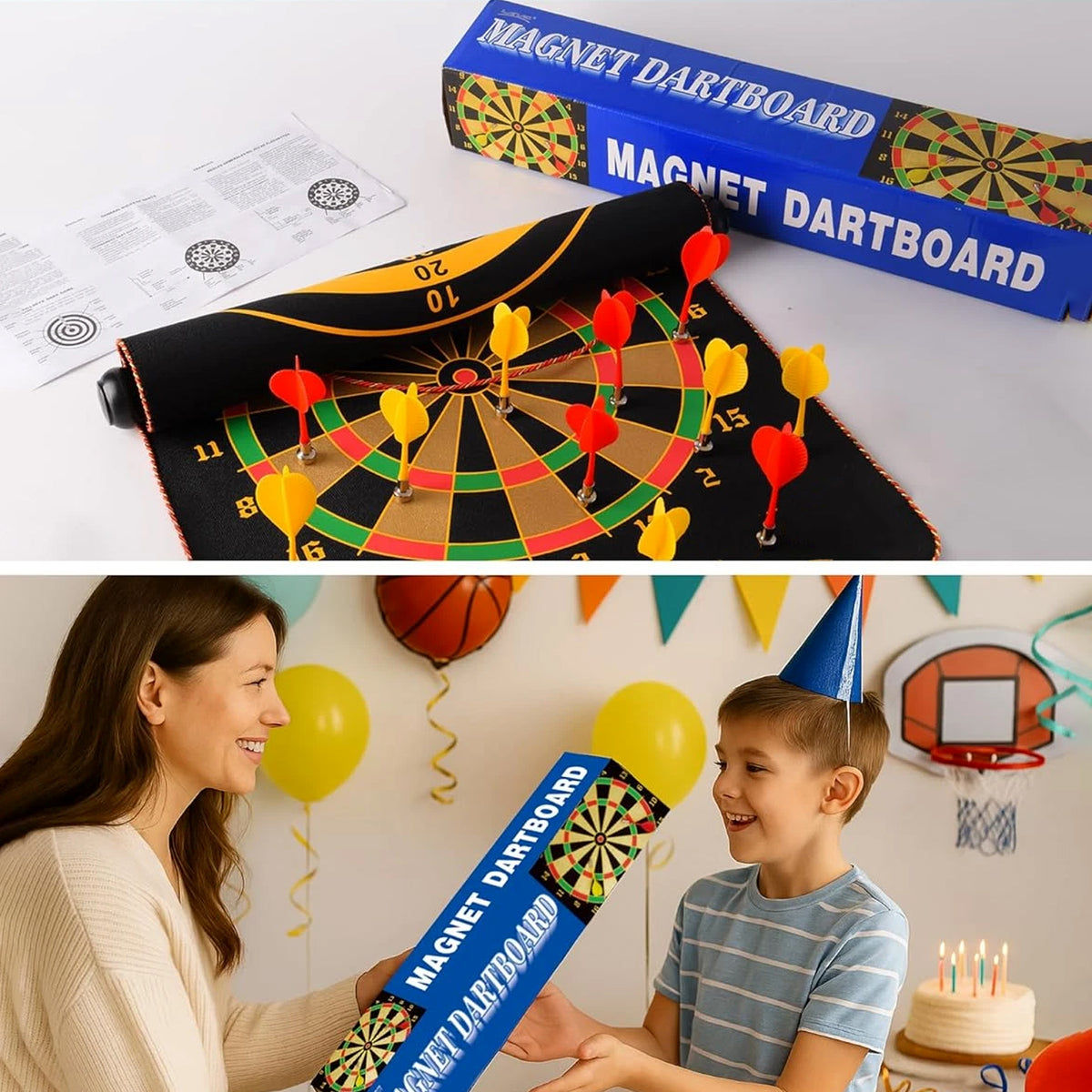 Magnetic Roll-up Dartboard Game - (12-inch Set)