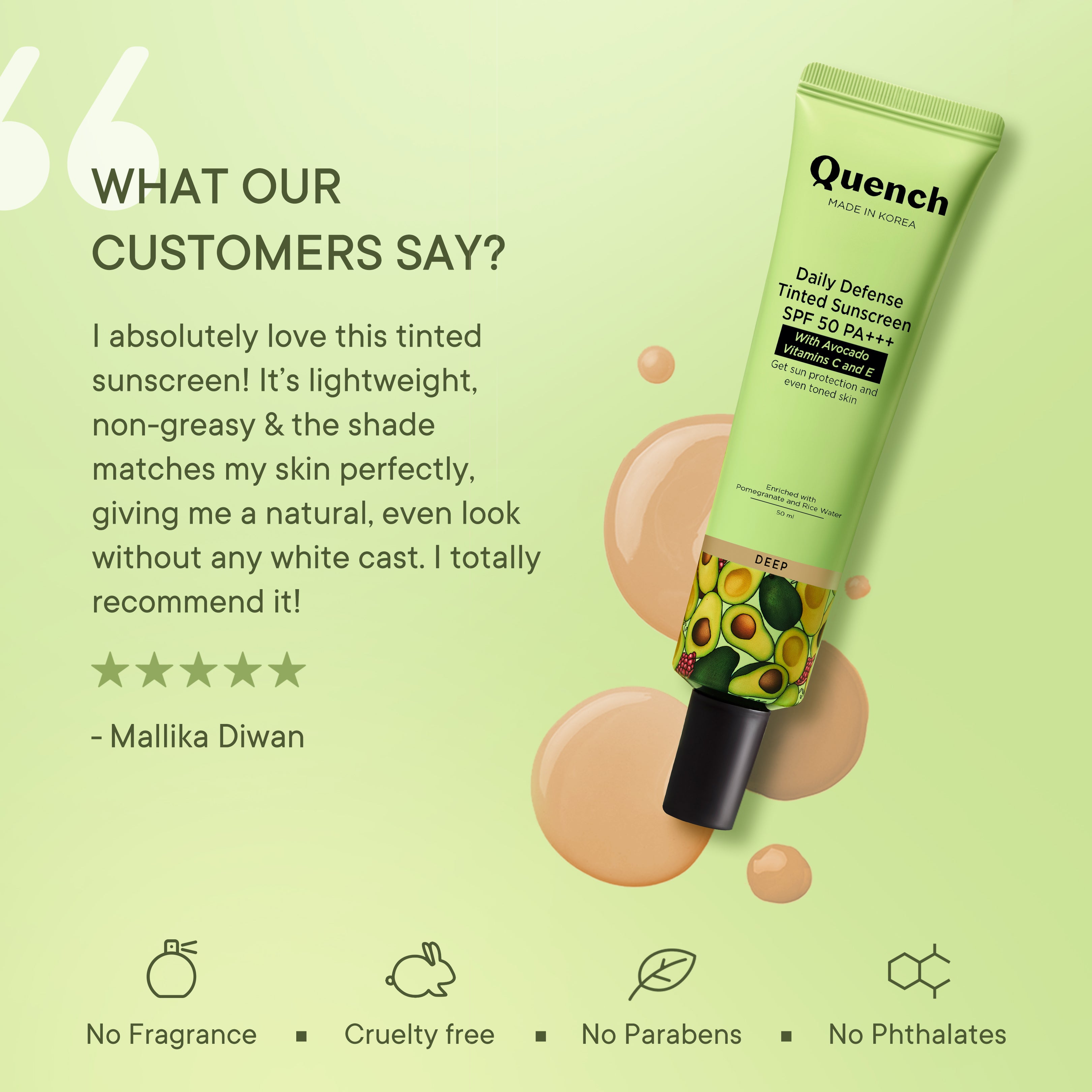 Quench Daily Defense Tinted Sunscreen SPF 50 Pa+++ (Very Deep) 50Ml (699)