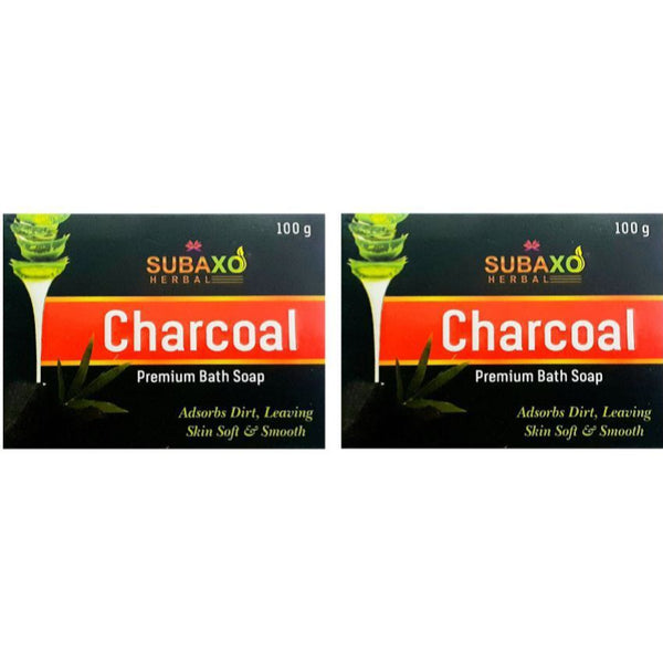 SUBAXO Charcoal Bath Soap for Deep Cleanse & Anti-Pollution (2x100g, Pack of 2)