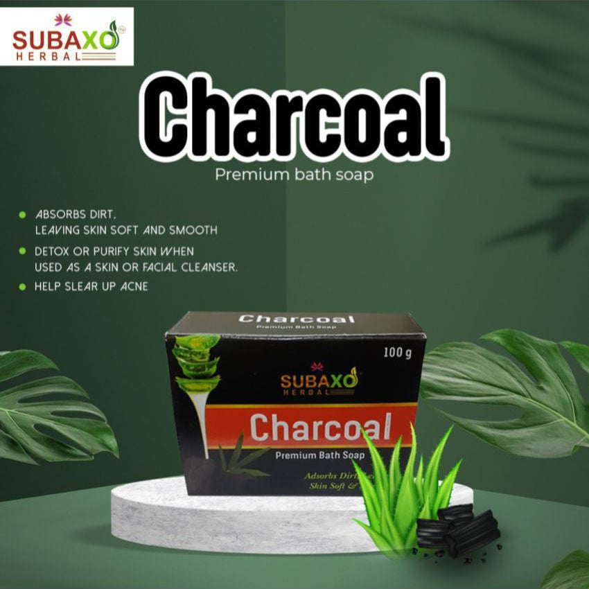 SUBAXO Charcoal Bath Soap for Deep Cleanse & Anti-Pollution (2x100g, Pack of 2) SBJ NATURAL