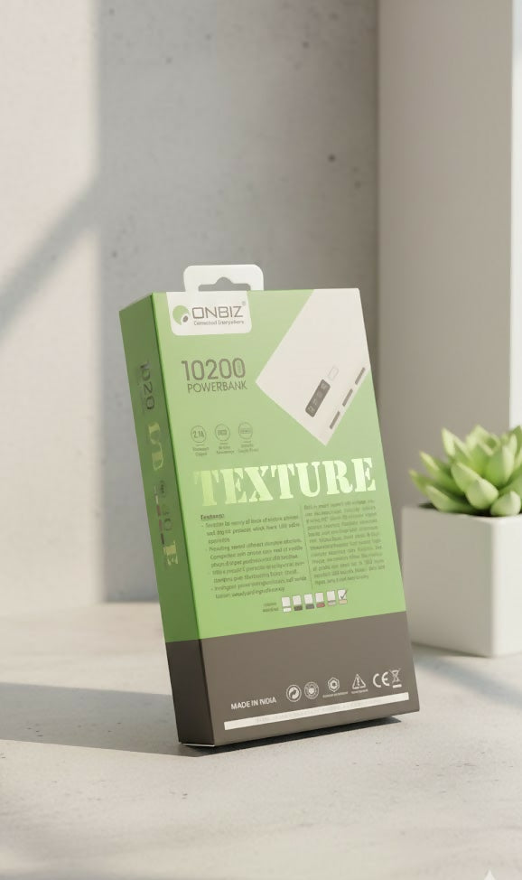 ONBIZ OB-1035 10200mAh High-Quality Power Bank with LED Display & Multi-Port Output