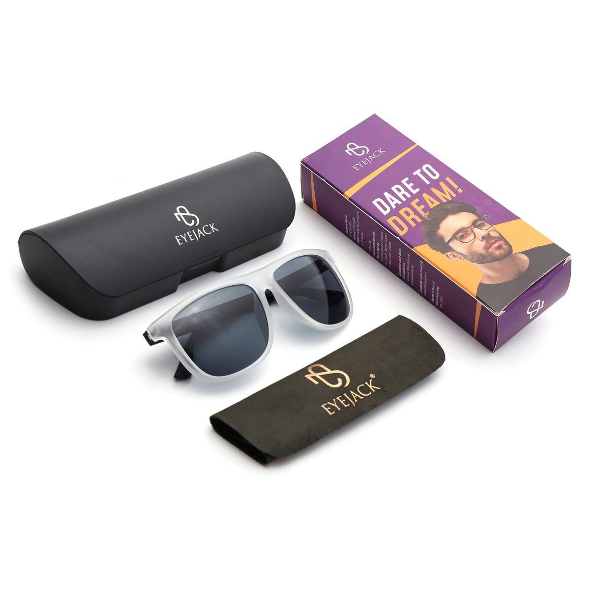 Eyejack Grey Wayfarer Sunglasses for Men and Women - Style 1073 - detail view