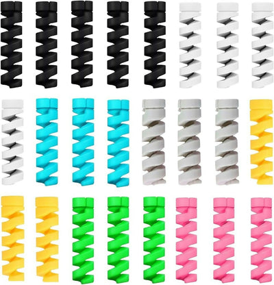 Elastic Spiral Wire Protectors Multi-Color Cable Guard for Chargers, Data Cables & Gadgets