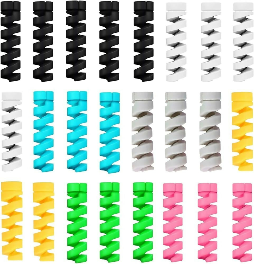 Elastic Spiral Wire Protectors Multi-Color Cable Guard for Chargers, Data Cables & Gadgets