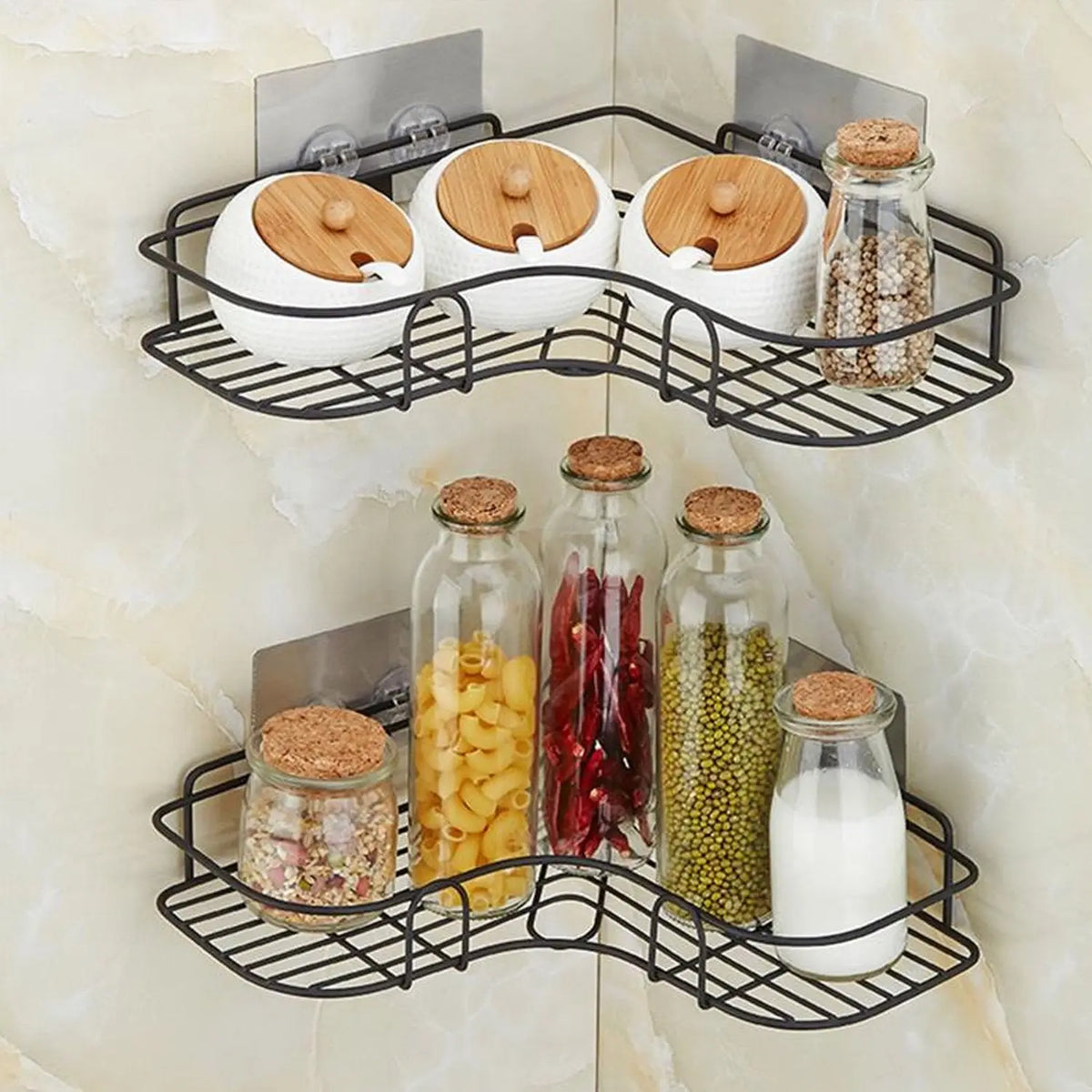 Self-adhesive Kitchen-bathroom Corner Shelf Organiser Storage Rack HP DD