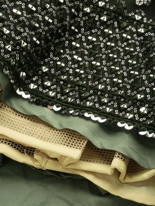 Bollywood Vogue Ready To Wear Green Embroidered Ombre Embellished Lehanga