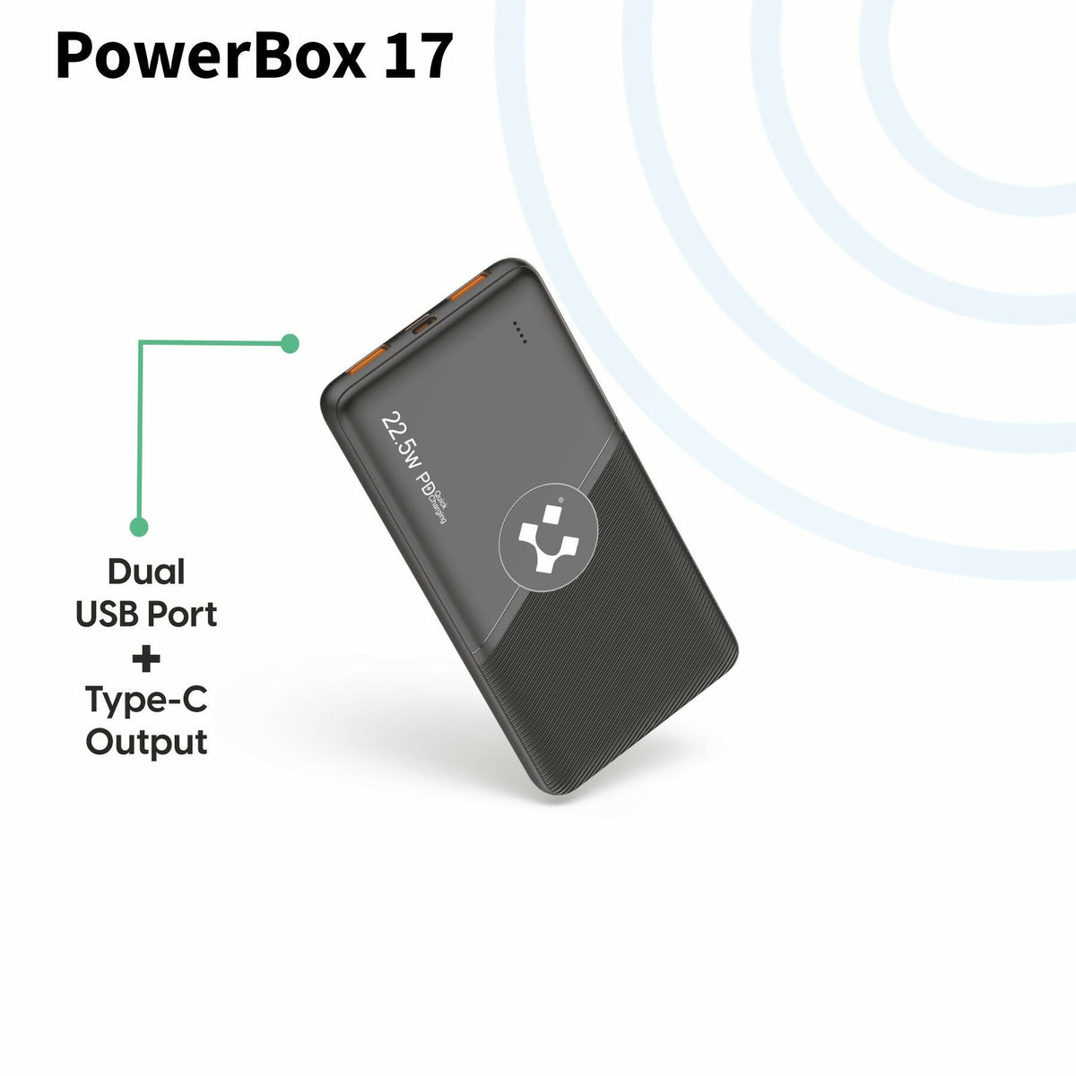 LYNE PowerBox 17 10000mAh 22.5W PD Fast Charging Power Bank with Type-C & Dual USB Output
